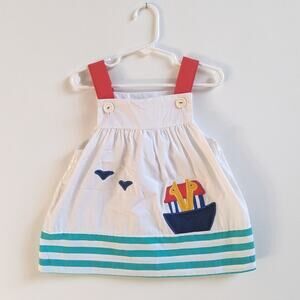 Vtg 80s Little Bitty Sundress Girls Sz 24m Colorblock Noahs Ark